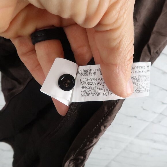 ZARA BROWN LONG SLEEVE BUTTON DOWN FITTED WRINKLED TOP SIZE MEDIUM NWOT - Picture 4 of 8